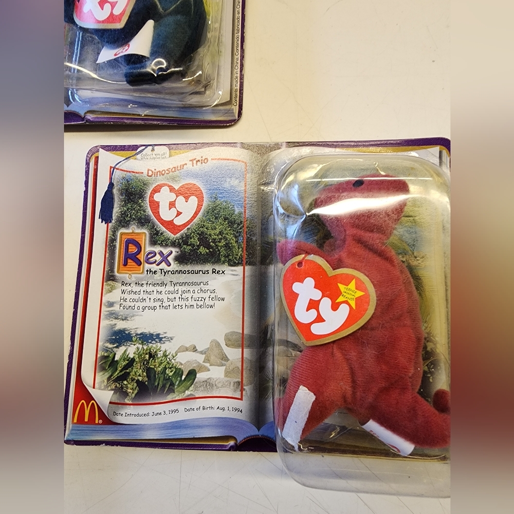 McDonalds Beanie Babies Dinosaur Trio 2000 Beanie Babies Rare - Picture 4 of 14